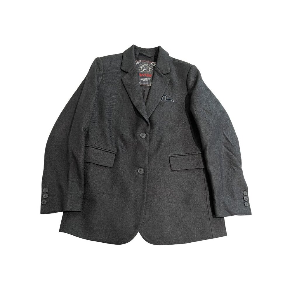 Evisu Seagull Embroidery Wool Mix Blazer in Grey